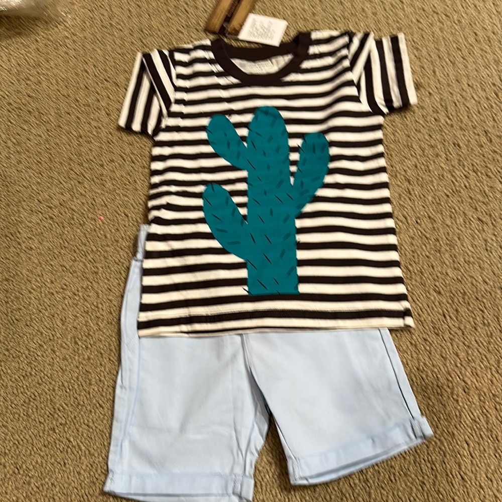 Little boys, cactus shirt, and shorts